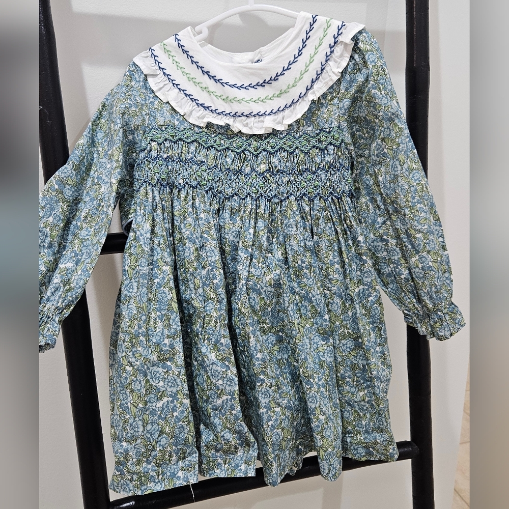 Floral Long Sleeve Dress with Ruffled Collar